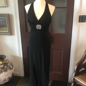 Black halter formal gown